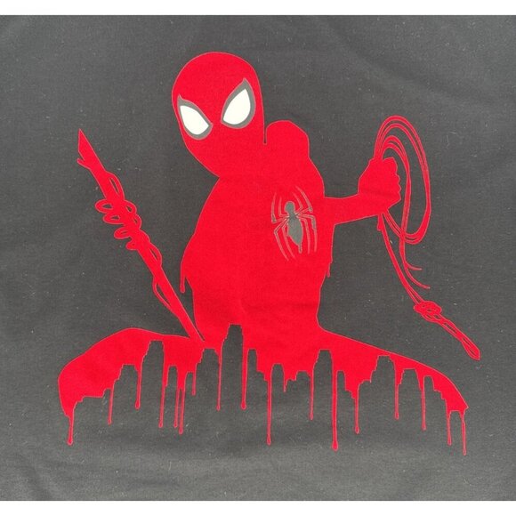 Marvel Spiderman sweatshirt, mens XL,‎ black red velvet, crew neck, peter parker - Picture 4 of 10